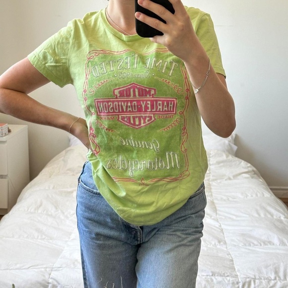 Y2k Harley Davidson green and pink tee - Picture 5 of 7